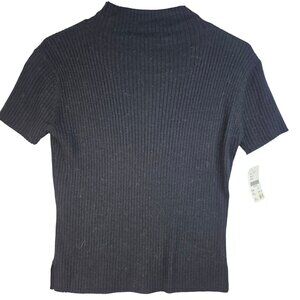 GETT Small Ribbed Wool Mock Neck Slit Hem Short-Sleeve Sweater Deadstock New